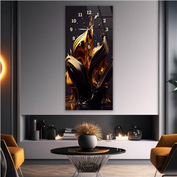 Vertical Art Themed Glass Wall Art with Clock at the Top 032