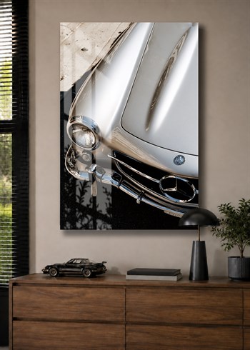 Gümüş Klasik Mercedes Detay Cam Tablo