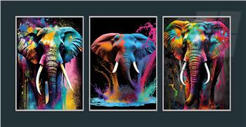 Aluminum Framed 3-Piece MDF Wall Art Set with Art Theme 0077
