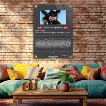 Atatürks Address to the Turkish Youth Glass Wall Art