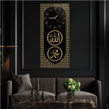 Vertical Religious Themed Glass Wall Art with Clock at the Top  045