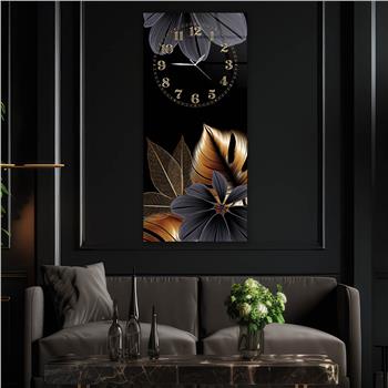 Tableau en verre à thème art et nature vertical avec horloge en haut 081