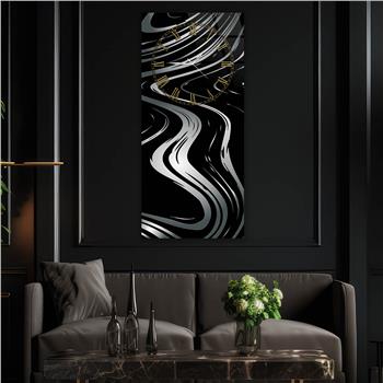 Vertical Art Themed Glass Wall Art with Clock at the Top 072