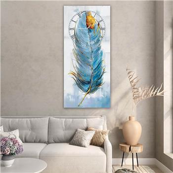Vertical Art Themed Glass Wall Art with Clock at the Top 073