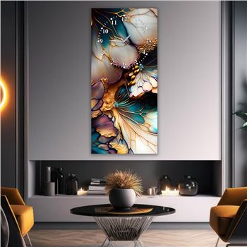 Vertical Art Themed Glass Wall Art with Clock at the Top 029