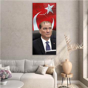 Vertical National Themed Glass Wall Art with Clock at the Top 014
