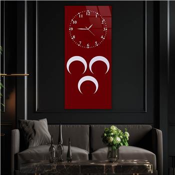 Vertical National Themed Glass Wall Art with Clock at the Top 041