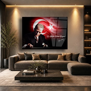 Yatay VatanTemalı Cam Tablo 134