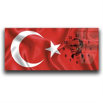 Tableau en verre sur le thème de la nation avec horloge latérale horizontale   004
