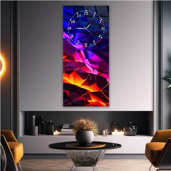 Vertical Art Themed Glass Wall Art with Clock at the Top 025