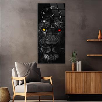Dikey Üstten Saatli Sanat Temalı Cam Tablo 083