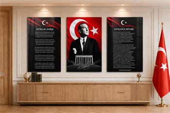  3lü Set VatanTemalı Cam Tablo 34