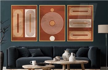 Alüminyum Çerçeveli Sanat Temalı 3lü Set CAM Tablo 0053