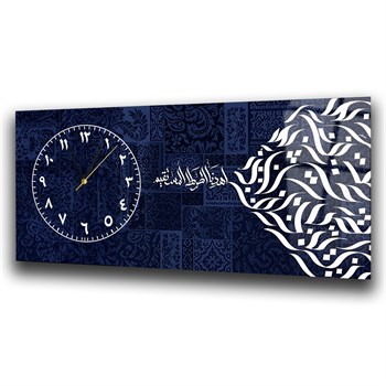 Side-Clock, Religious-Themed Horizontal Glass Wall Painting 064