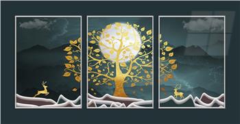 Aluminum Framed 3-Piece MDF Wall Art Set with Art Theme 0029