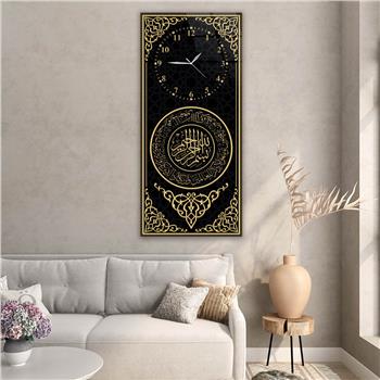 Tableau en verre à thème religieux vertical avec horloge en haut 026