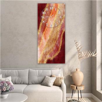 Vertical Art Themed Glass Wall Art with Clock at the Top 026