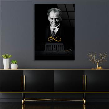 Mustafa Kemal Atatürk and His Signature Glass Wall Art