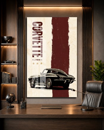 Klasik Siyah Corvette Cam Tablo
