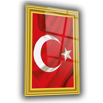 ÇERÇEVE GÖRSELLİ TÜRK BAYRAĞI CAM TABLO  