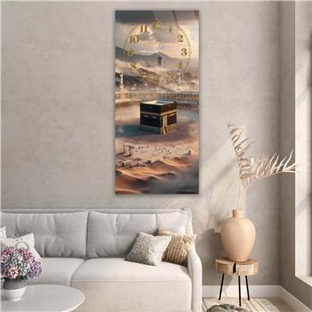 Vertical Religious Themed Glass Wall Art with Clock at the Top  056