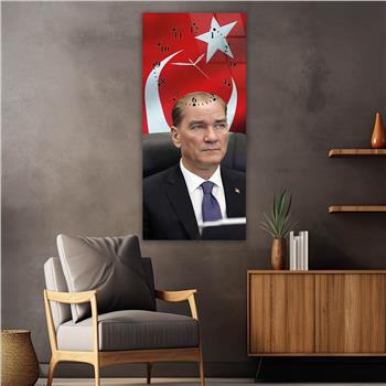 Vertical National Themed Glass Wall Art with Clock at the Top 014