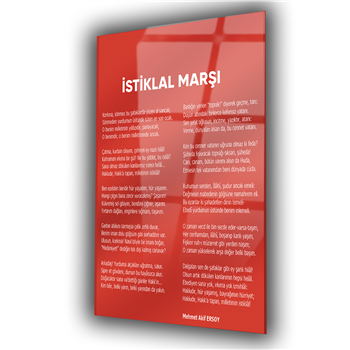 Kırmızı Temalı İstiklal Marşı Cam Tablo