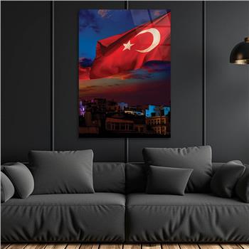Turkish Flag Glass Wall Art