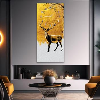 Vertical Art Themed Glass Wall Art with Clock at the Top 055