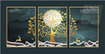 Aluminum Framed 3-Piece MDF Wall Art Set with Art Theme 0029