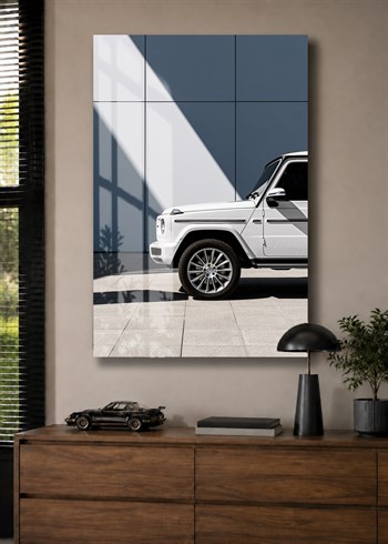 Beyaz Mercedes G Serisi Cam Tablo