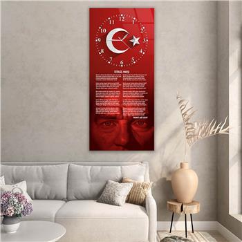 Vertical National Themed Glass Wall Art with Clock at the Top 026