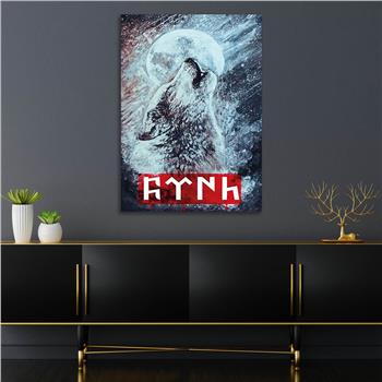 Howling Wolf and TÜRK Inscription Glass Wall Art