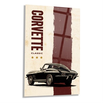 Klasik Siyah Corvette Cam Tablo
