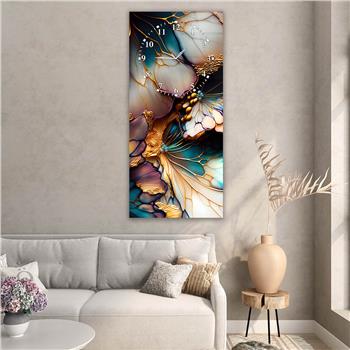 Vertical Art Themed Glass Wall Art with Clock at the Top 029