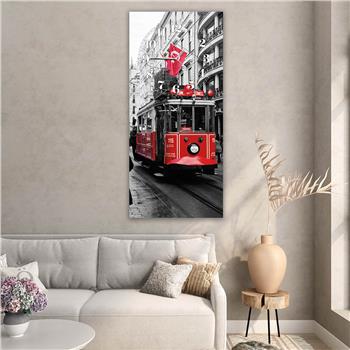 Vertical Art Themed Glass Wall Art with Clock at the Top 001
