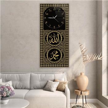 Vertical Religious Themed Glass Wall Art with Clock at the Top  044