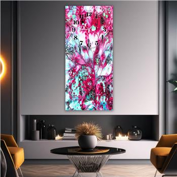 Vertical Art Themed Glass Wall Art with Clock at the Top 015
