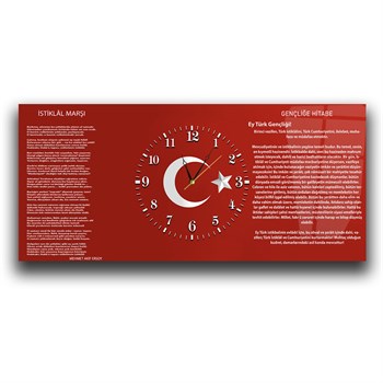 Milli Değerler | İstiklal Marşı ve Gençliğe Hitabe Saatli Cam Tablo
