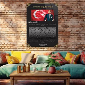 Atatürks Address to the Turkish Youth Glass Wall Art