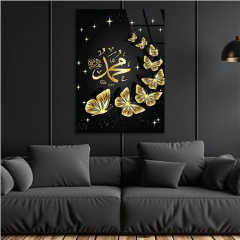 PEYGAMBER EFENDİMİZ S.A.V İSMİ YAZILI CAM TABLO 