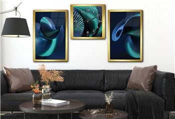 SANAT TEMALI CAM TABLO CAM DUVAR SAATİ SETİ 