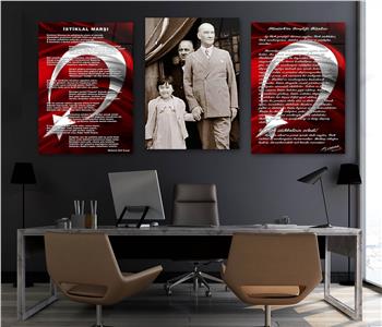  3lü Set VatanTemalı Cam Tablo 30