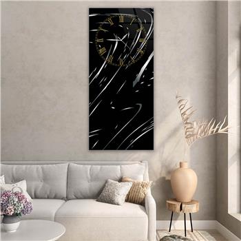 Vertical Art Themed Glass Wall Art with Clock at the Top 070