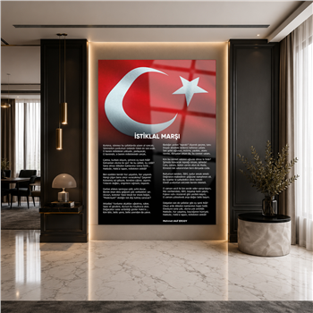 İSTİKLAL MARŞI YAZILI CAM TABLO