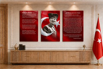 ATATÜRK İSTİKLAL MARŞI VE GENÇLİĞE HİTABE CAM TABLO SETİ