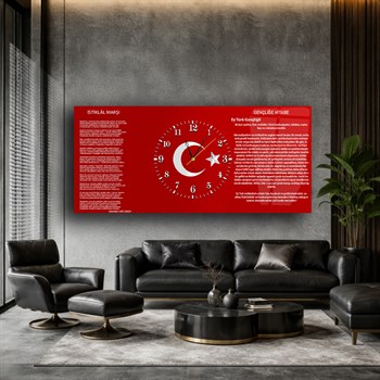 Milli Değerler | İstiklal Marşı ve Gençliğe Hitabe Saatli Cam Tablo