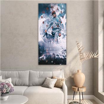 Vertical National Themed Glass Wall Art with Clock at the Top 034