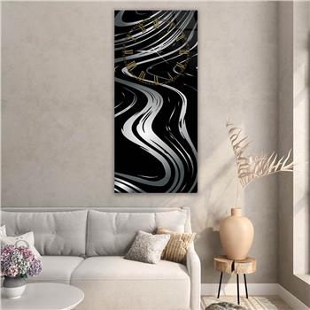 Vertical Art Themed Glass Wall Art with Clock at the Top 072