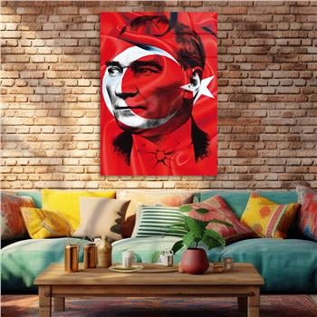 Turkish Flag and MUSATAFA KEMAL ATATÜRK Tempered Glass Wall Art